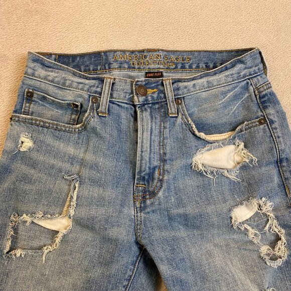 American Eagle Womans Shorts Size 28 Core Flex Distressed Denim Destroyed - Picture 8 of 13